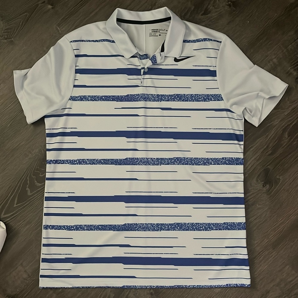 Blue and white nike polo